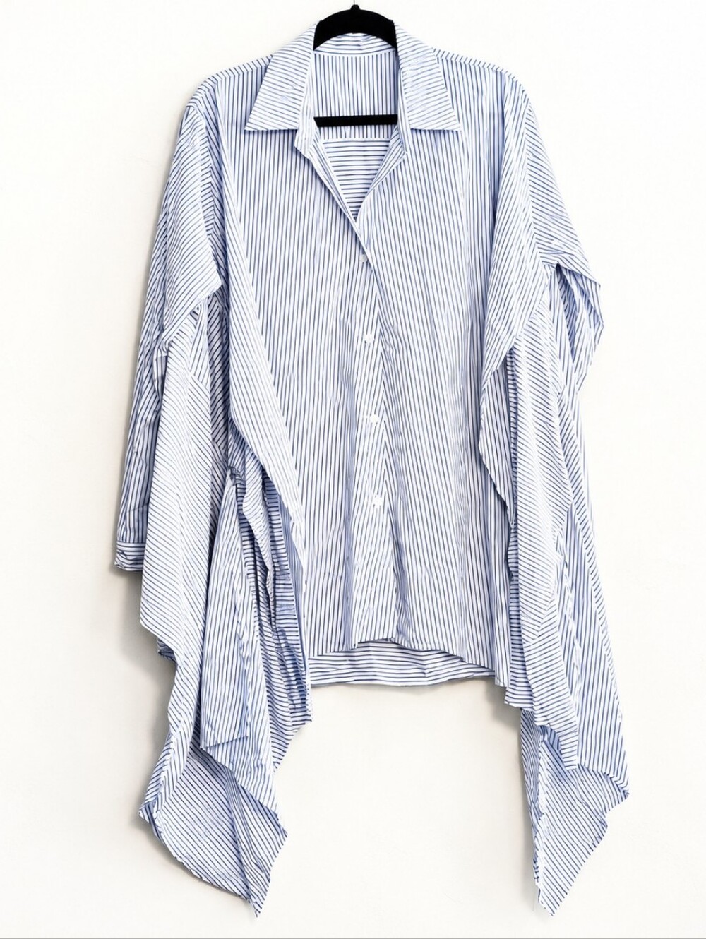 JNBY Oversized Striped Cotton Art to Wear Shirt Draped Panels XL